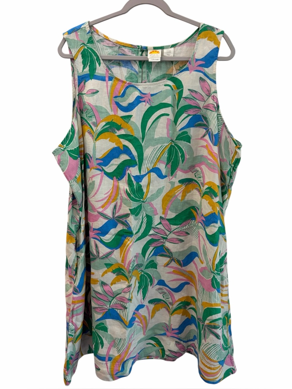 NWT C&C California 100% Linen Tropical Floral Print Shift Dress 2X Beach Party